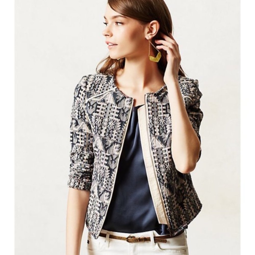 Anthropologie Hei Hei Faifo Zip Jacquard Jacket